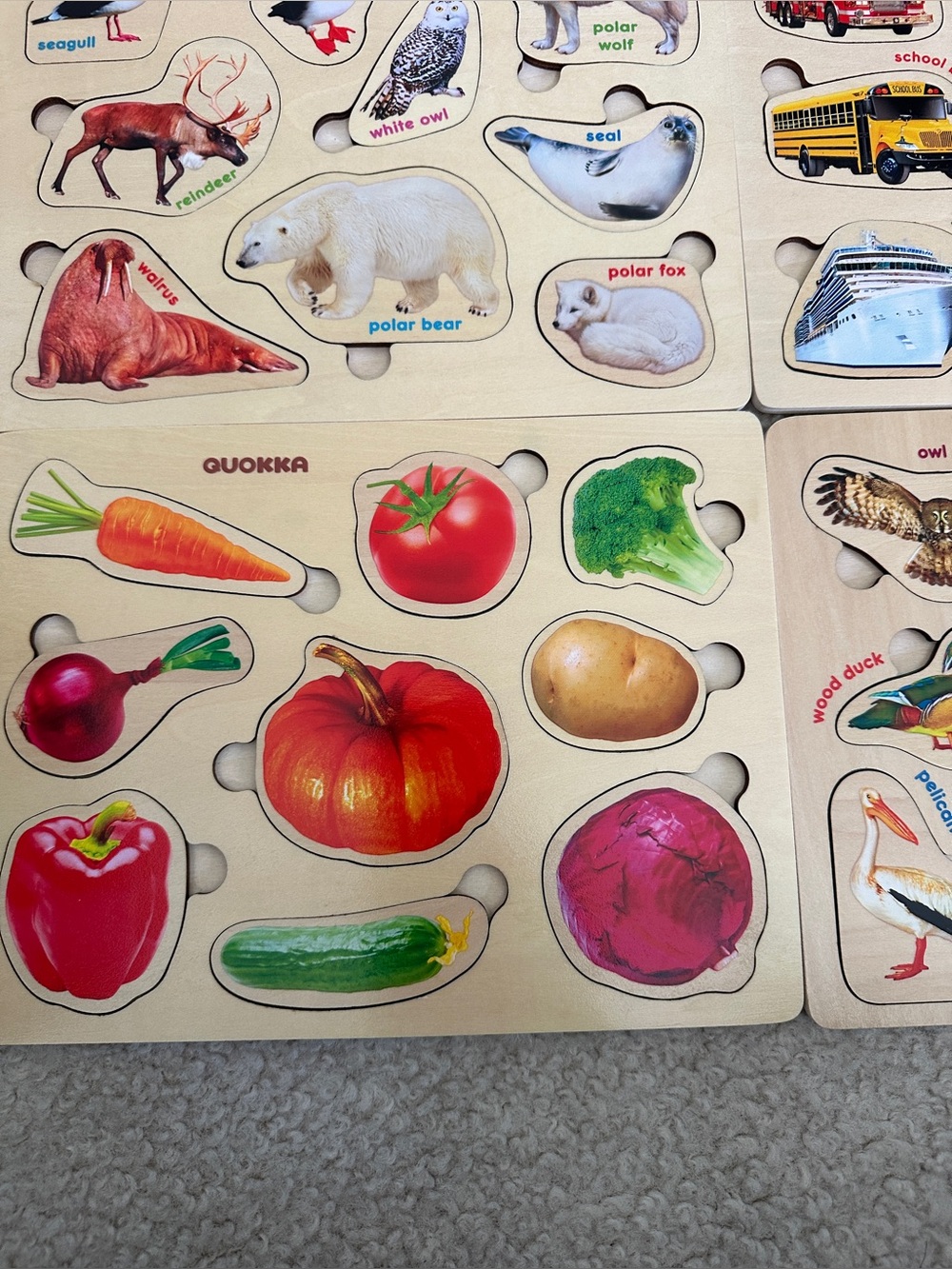 Wooden Toddler Puzzle Set – Animals, Fruits, Vehicles & More | Montessori Learni - Picture 7 of 10